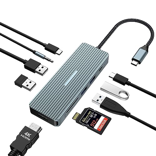0763967984294 - TYMYP USB C HUB, 10 IN 1 DOCKING STATION WITH 4K HDMI, 2 X USB 3.0, USB-C 3.0 DATA TRANSFER, 2 X USB 2.0, 100W PD CHARGING, SD/TF CARD READER, AUDIO JACK FOR LAPTOPS, IPAD