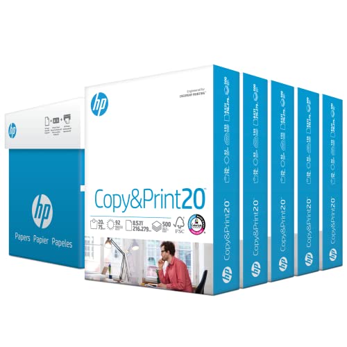 0764025000352 - HP PAPER, COPY & PRINT. 20LB, 8.5X11, LETTER, 92 BRIGHT, 2500 SHEETS / 5 REAM CASE, CIE WHITENESS 155, POLY WRAP
