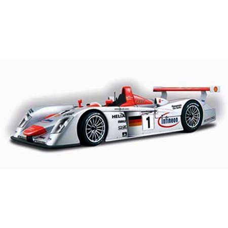 0764072009070 - LE MANS-SIEGER 2001 INFINEON AUDI R8 RACE CAR #1, SILVER - MAISTO GT RACING 38626 - 1/18 SCALE DIECAST MODEL TOY CAR