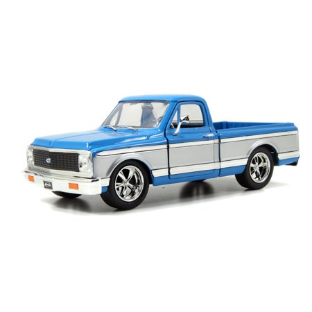 0764072011189 - 1972 CHEVY CHEYENNE PICKUP TRUCK, BLUE - JADA TOYS BIGTIME KUSTOMS 50587 - 1/24 SCALE DIECAST MODEL TOY CAR