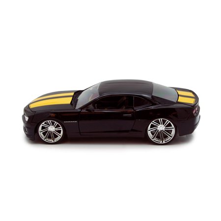 0764072018768 - CHEVY CAMARO SS, BLACK/YELLOW - JADA TOYS BIGTIME MUSCLE 92121 - 1/24 SCALE DIECAST MODEL TOY CAR