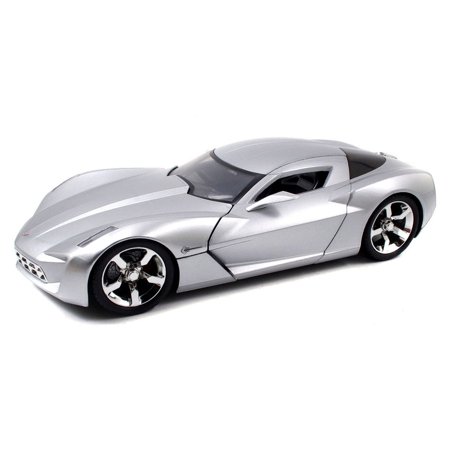 0764072019994 - CHEVY CORVETTE STINGRAY CONCEPT, CANDY SILVER - JADA TOYS COLLECTOR'S CLUB 96326 - 1/18 SCALE DIECAST MODEL TOY CAR