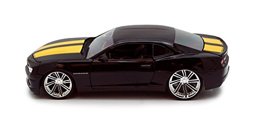 0764072020280 - CHEVY CAMARO SS, BLACK W/STRIPES - JADA TOYS BIGTIME MUSCLE 96762 - 1/24 SCALE DIECAST MODEL TOY CAR