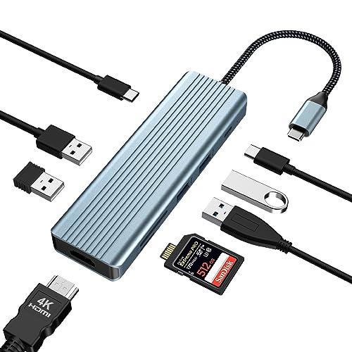 0764097412176 - 9 IN 1 USB C HUB, TYMYP USB C DOCKING STATION WITH 4K@30HZ HDMI, 3 X USB 3.0, USB C 3.0 DATA TRANSFER, USB 2.0, 100W PD, SD/TF CARD READER, COMPATIBLE WITH LAPTOP AND OTHER TYPE C DEVICES