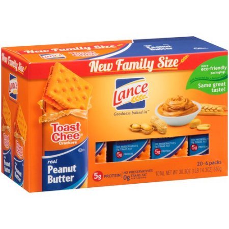 0076410902005 - LANCE TOAST CHEE REAL PEANUT BUTTER SANDWICH CRACKERS, 20 COUNT, 30.3 OZ