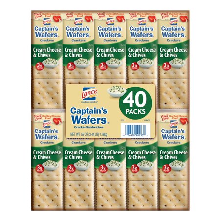 0076410902333 - LANCE CAPTAIN’S WAFERS CREAM CHEESE & CHIVES SANDWICH CRACKERS, 40 CT