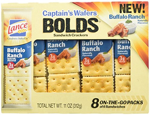 0076410903927 - LANCE CAPTAIN'S WAFERS BOLDS SANDWICH CRACKERS ON-THE-GO PACKS BUFFALO RANCH - 8 CT