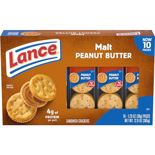 0076410906119 - LANCE SANDWICH CRACKERS, MALT WITH PEANUT BUTTER, 10 INDIVIDUALLY WRAPPED PACKS, 6 SANDWICHES EACH