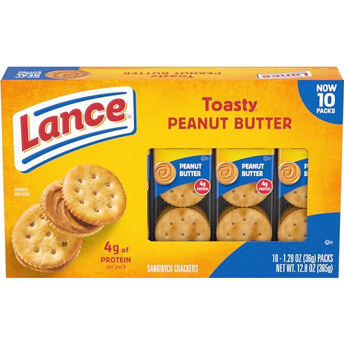 0076410906157 - LANCE SANDWICH CRACKERS, TOASTY PEANUT BUTTER, 10 INDIVIDUALLY WRAPPED PACKS, 6 SANDWICHES EACH