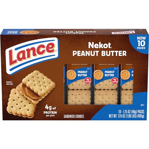 0076410906171 - LANCE SANDWICH COOKIES, NEKOT PEANUT BUTTER, 10 INDIVIDUALLY WRAPPED PACKS, 6 SANDWICHES EACH