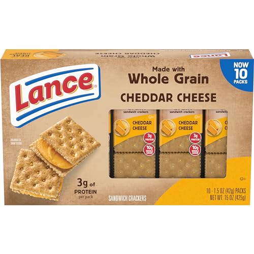 0076410906232 - LANCE SANDWICH CRACKERS, MADE WITH WHOLE GRAIN CRACKERS, CHEDDAR CHEESE, 10 PACKS, 6 SANDWICHES EACH