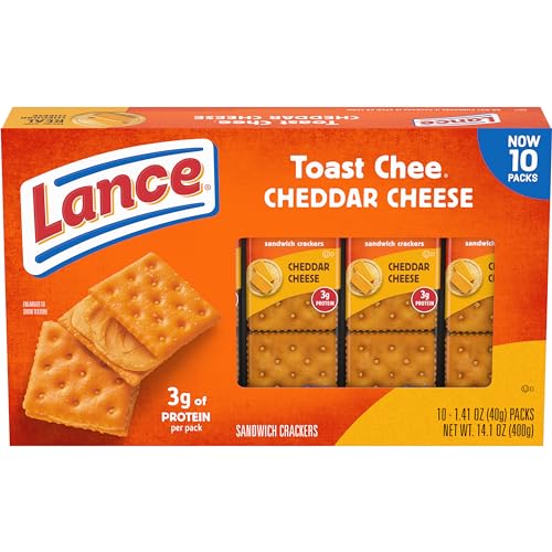 0076410906249 - LANCE SANDWICH CRACKERS, TOASTCHEE CHEDDAR, 10 INDIVIDUALLY WRAPPED PACKS, 6 SANDWICHES EACH