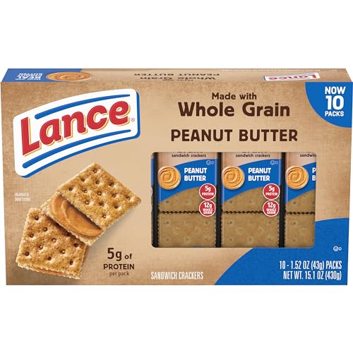 0076410906256 - LANCE SANDWICH CRACKERS, MADE WITH WHOLE GRAIN CRACKERS, PEANUT BUTTER, 10 INDIVIDUAL PACKS