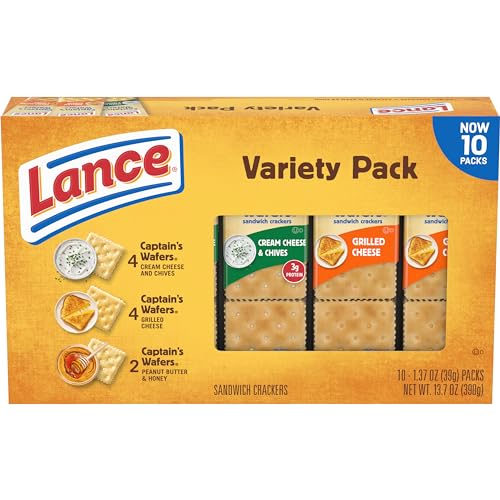 0076410906300 - LANCE SANDWICH CRACKERS, CAPTAINS WAFERS, VARIETY PACK, 10 INDIVIDUAL PACKS, 6 SANDWICHES EACH
