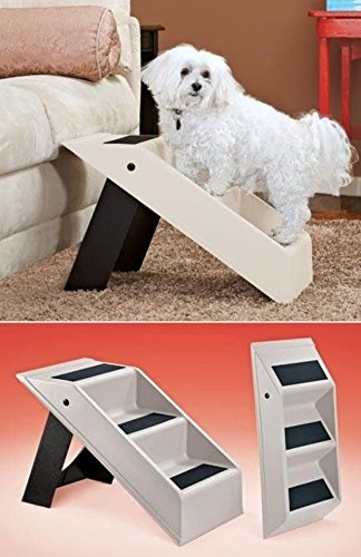 0764130538788 - PORTABLE PLASTIC FOLDING 3-STEP PET STAIRS CLIMBER FOR SMALLER PETS