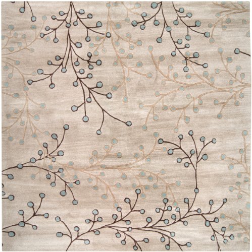 0764262277050 - SURYA ATHENA ATH-5008 TRANSITIONAL HAND TUFTED 100% WOOL FEATHER GRAY 8' SQUARE FLORAL AREA RUG
