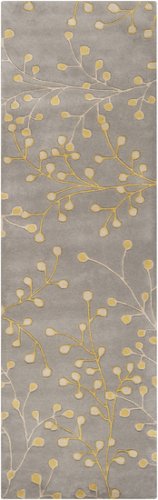 0764262463095 - SURYA ATHENA ATH-5060 TRANSITIONAL HAND TUFTED 100% WOOL ELEPHANT GRAY 2' X 3' FLORAL ACCENT RUG