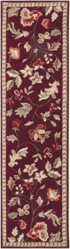 0764262564242 - SURYA FLOR FLO-9000 TRANSITIONAL HAND HOOKED 100% WOOL WINE 3'6 X 5'6 FLORAL AREA RUG