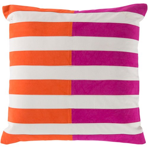 0764262591576 - SURYA OXFORD PINK AND ORANGE 18-INCH PILLOW COVER