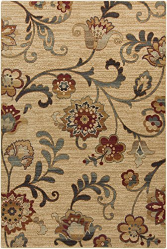 0764262678857 - SURYA ARABESQUE ABS-3027 MACHINE MADE 100-PERCENT POLYPROPYLENE FLORAL AND PAISLEY AREA RUG, 5-FEET 3-INCH BY 7-FEET 3-INCH