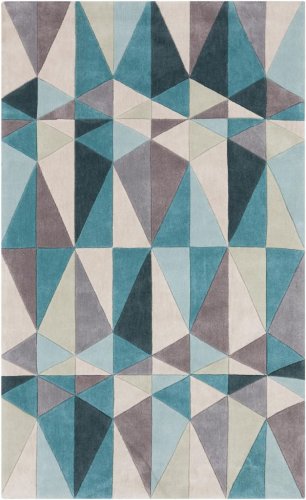 0764262848694 - SURYA COSMOPOLITAN COS-9169 TRANSITIONAL HAND TUFTED 100% POLYESTER TEAL BLUE 9' X 13' GEOMETRIC AREA RUG