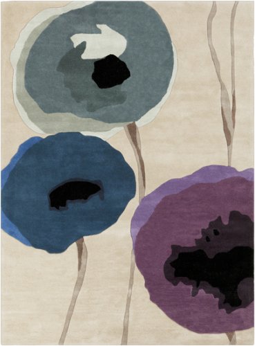 0764262869224 - SANDERSON BY SURYA SND-4510 CONTEMPORARY HAND TUFTED 100% WOOL OLIVE GRAY 5' X 8' FLORAL AREA RUG