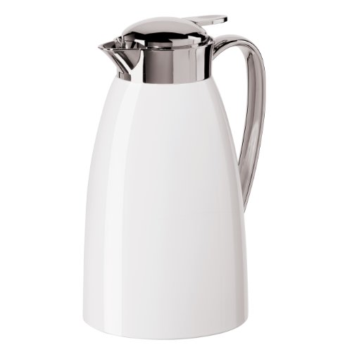 0764271656815 - OGGI GUSTO CARAFE WITH PRESS BUTTON TOP AND GLASS LINER, 1-LITER, WHITE