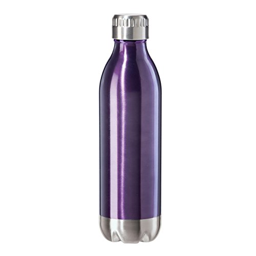 0764271808580 - OGGI 8085.8 STAINLESS STEEL CALYPSO DOUBLE WALL SPORTS BOTTLE WITH SCREW TOP (.05 LITER, 17OZ )-PURPLE LUSTRE FINISH
