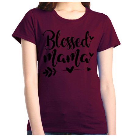 0764278162449 - SHOP4EVER WOMEN’S BLESSED MAMA ARROW GRAPHIC T-SHIRT
