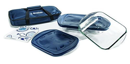 0076440920994 - ANCHOR HOCKING 6-PIECE ESSENTIALS BAKING 'N TAKE SET WITH BLUE PLASTIC LID AND B