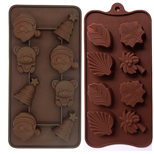 0764485750576 - SUNSHINE 8-CAVITY LEAF SHAPE /BEAR,SANTA CLAUS, CHRISTMAS TREESSILICONE MOLD FOR MAKING SOAP, CANDLE, CANDY, CHOCOLATE, AND MORE(2PCS)