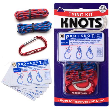 0764511253507 - PRO-KNOT KNOT TYING KIT - 20 ESSENTIAL KNOTS CARDS ONE MINI CARABINER AND TWO MINI CORDS - JE-PKKIT101