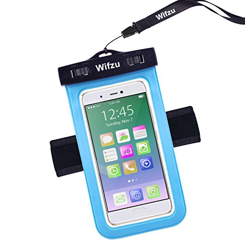 0764560109954 - WIFZU WATERPROOF CASE DRY BAG UNIVERSAL CELL PHONE POUCH WITH ARMBAND FOR 6-INCH PHABLETS WATER RESISTANT BLUE