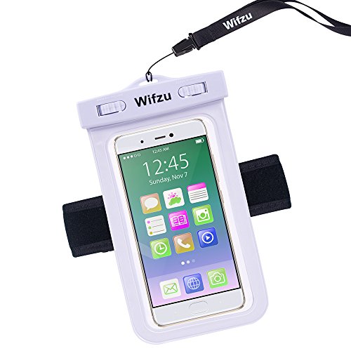 0764560109978 - WIFZU WATERPROOF CASE DRY BAG UNIVERSAL CELL PHONE POUCH WITH ARMBAND FOR 6-INCH PHABLETS WATER RESISTANT WHITE