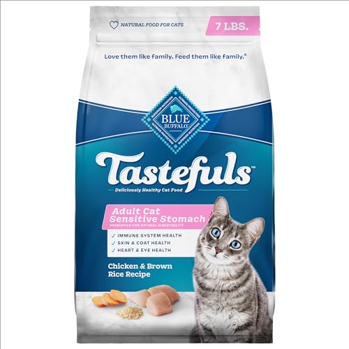 0764999841234 - BLUE BUFFALO TASTEFULS ADULT DRY CAT FOOD SENSITIVE STOMACH FORMULA, MADE IN THE USA WITH NATURAL INGREDIENTS, CHICKEN RECIPE, 7-LB. BAG