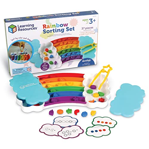 0765023033786 - LEARNING RESOURCES RAINBOW SORTING SET,37 PIECES, AGES 3+, FINE MOTOR SKILLS, SORTING, PATTERNING, ADDITION SKILLS, TODDLER LEARNING TOYS, BABY TODDLER TOYS, LEARNING & EDUCATION TOYS, SENSORY TRAY