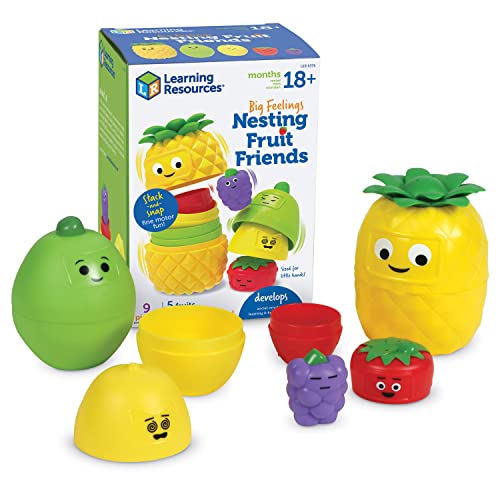 0765023063769 - LEARNING RESOURCES BIG FEELINGS NESTING FRUIT FRIENDS, SOCIAL EMOTIONAL TOYS FOR TODDLERS, SENSORY TOYS FOR AUTISTIC CHILDREN, SPEECH THERAPY MATERIALS, 9 PIECES, AGES 18+ MONTHS