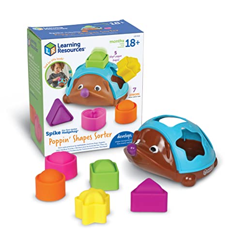 0765023091182 - LEARNING RESOURCES SPIKE THE FINE MOTOR HEDGEHOG POPPIN SHAPES SORTER, 7 PIECES, AGES 18 MONTHS+, LEARNING TOYS, BABY TOYS, EDUCATIONAL TOYS, FINE MOTOR TOYS, MONTESSORI TOYS