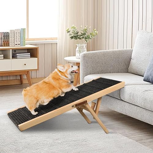 0765026842446 - YGBWRF DOG RAMP, ADJUSTABLE PET RAMP, FOLDING PET RAMP, SUITABLE FOR SMALL AND MEDIUM SIZED DOGS AND CATS, NON-SLIP FOOT COVERS, PORTABLE, SUITABLE FOR BEDS, SOFAS, CARS, SUVS, UP 90.70 KG