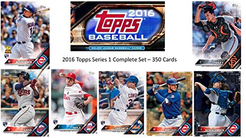 0765076457621 - 2016 TOPPS SERIES 1 COMPLETE BASE SET 350 CARDS INCLUDES TOP ROOKIE CARDS (RC) OF KYLE SCHWARBER, MICHAEL CONFORTO, AARON NOLA, MIGUEL SANO, COREY SEAGER AND MANY MORE!