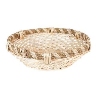 0765076952683 - TAN WICKER LARGE DECORATIVE ROUND ROPE-AND-WILLOW BASKET