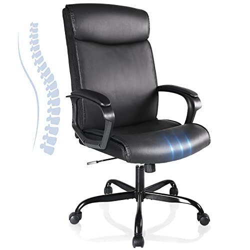0765154373690 - OFFICE CHAIR ERGONOMIC DESK CHAIR HIGH BACK ADJUSTABLE PU LEATHER EXECUTIVE MANAGERIAL SWIVEL TASK COMPUTER CHAIR WITH LUMBAR SUPPORT AND ARMRESTS PADDED