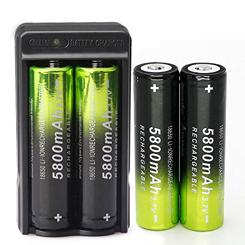 0765407508565 - LEYSHIZ 4PCS X 5800MAH 18650 3.7V RECHARGEABLE BATTERY WITH 1PCS X DUAL SMART 18650 BATTERY CHARGER