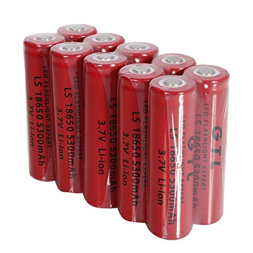 0765407511480 - LEYSHIZ 10 PCS LI-ION RED RECHARGEABLE BATTERY FOR LED TORCH/ FLASHLIGHTS