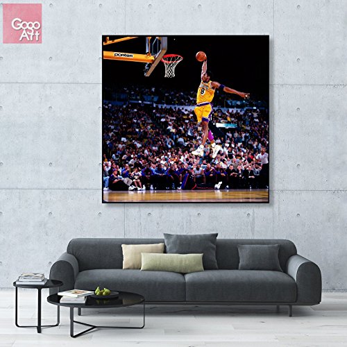 7658498567456 - GOGOART ROLL CANVAS PRINT WALL ART PANORAMA PHOTO BIG PICTURE POSTER MODERN (NO FRAMED NO STRETCHED NOT OIL PAINTING) NBA KOBE BRYANT MVP LAKERS BLACK MAMBA 24 DUNK SPORT A-0084-1 (30 X 30 INCH)