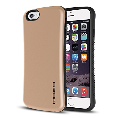 0765857004402 - MOKO IPHONE 6S PLUS CASE - DUAL LAYER SHOCK ABSORBING PROTECTIVE CASE WITH HARD PLASTIC BACK + ANTI SLIP TPU EDGE FOR APPLE IPHONE 6 PLUS / 6S PLUS 5.5 INCH SMARTPHONE, GOLDEN