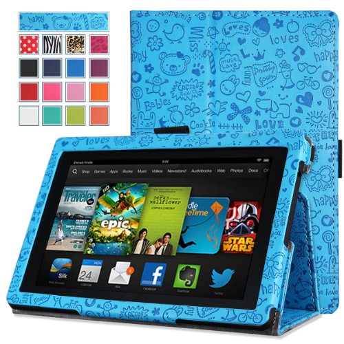 0765857009582 - MOKO AMAZON KINDLE FIRE HD 7 2013 CASE - SLIM FOLDING COVER CASE FOR FIRE HD 7.0 INCH 3RD GENERATION TABLET, CUTIE CHARM BLUE (WITH SMART COVER AUTO WAKE / SLEEP.)