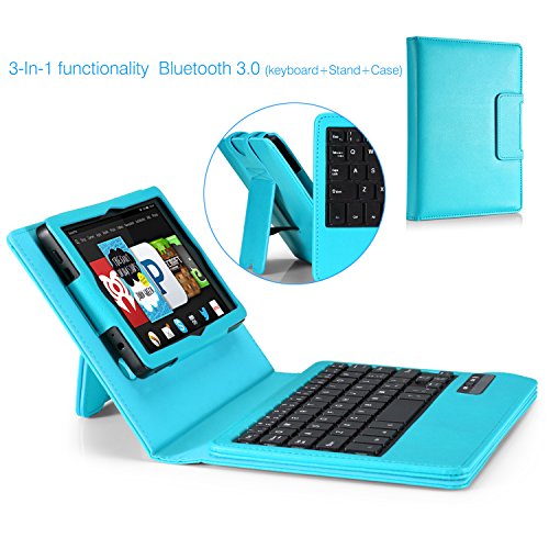 0765857017563 - MOKO CASE FOR AMAZON KINDLE FIRE HD 6 2014 - COVER WITH REMOVABLE WIRELESS BLUETOOTH KEYBOARD FOR AMAZON KINDLE FIRE HD 6 INCH 2014 TABLET, LIGHT BLUE