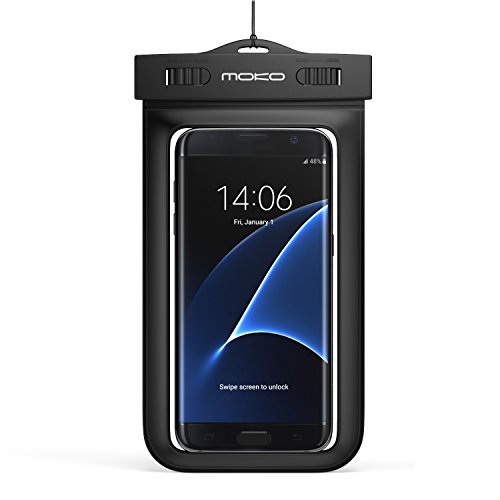 0765857022659 - UNIVERSAL WATERPROOF CASE, MOKO UNDERWATER CELLPHONE DRY BAG POUCH FOR IPHONE 7, 7 PLUS, 6S, 6, 6S PLUS, SE, 5S, SAMSUNG NOTE5, S7 EDGE, PIXEL, PIXEL XL, LG BLU HUAWEI & OTHER DEVICES UP TO 6, BLACK