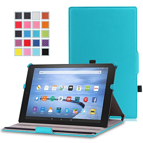 0765857043883 - MOKO FIRE HD 10 2015 CASE - SLIM-FIT MULTI-ANGLE FOLIO COVER CASE WITH AUTO WAKE / SLEEP FOR AMAZON KINDLE FIRE HD 10 INCH DISPLAY TABLET (2015 RELEASE ONLY), LIGHT BLUE
